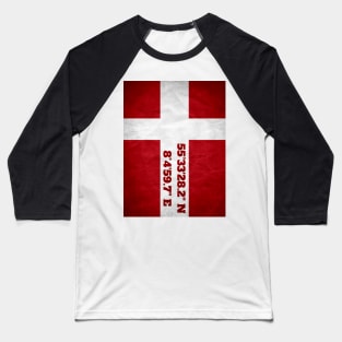 Blavandshuk Fyr coordinates with flag (vertical) Baseball T-Shirt